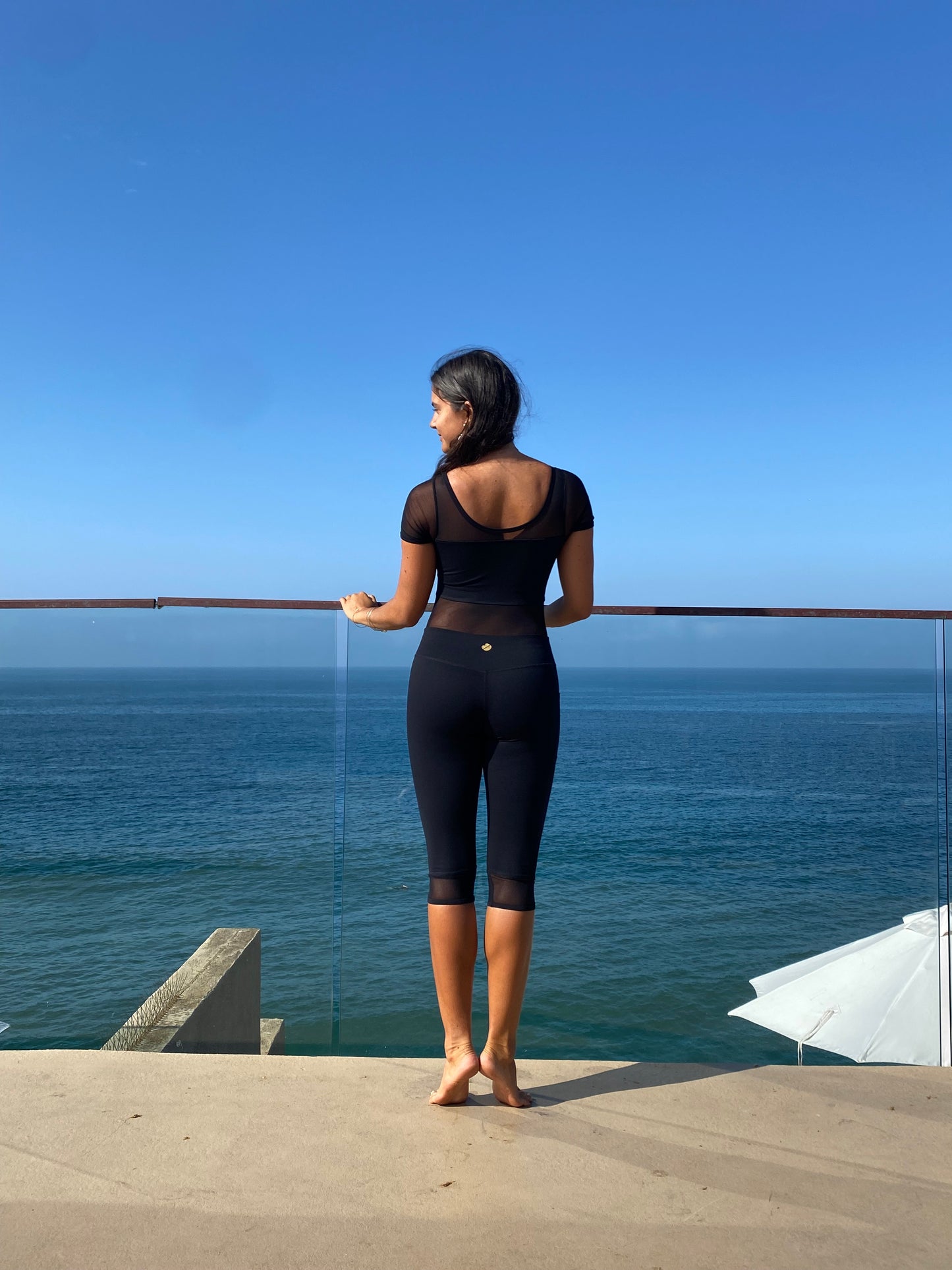 Bella bodysuit with sheer paneling (cropped leg)