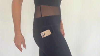 Bella bodysuit with sheer paneling (cropped leg)